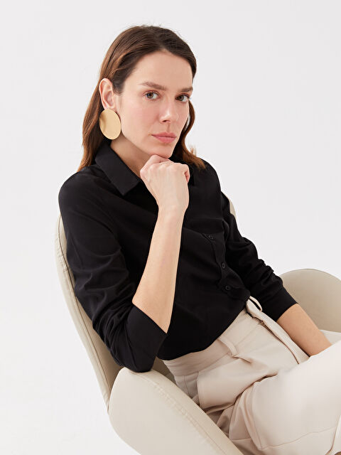 LCWAIKIKI Basic Düz Uzun Kollu Kadın Gömlek