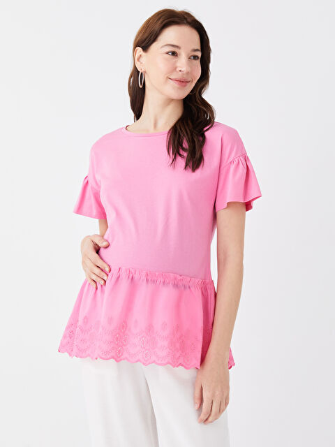 LCWAIKIKI Maternity بلوزة ياقة دائرية عادي كم قصير حوامل - S3ER98Z8-V3E