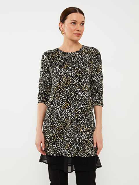 LCW Grace Crew Neck Patterned Long Sleeve Women's Tunic - S3ES18Z8-LQJ