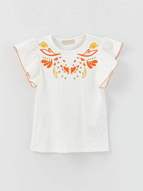 LCW Kids Crew Neck Printed Short Sleeve Girls' T-Shirt - S3ET20Z4-FDU