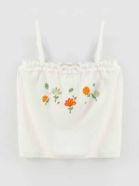 LCW Kids Square Neck Printed Girl's Crop Tank Top - S3ET26Z4-FDU