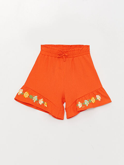 LCW Kids Elasticated Waist Embroidered Girls' Shorts - S3ET29Z4-GH0