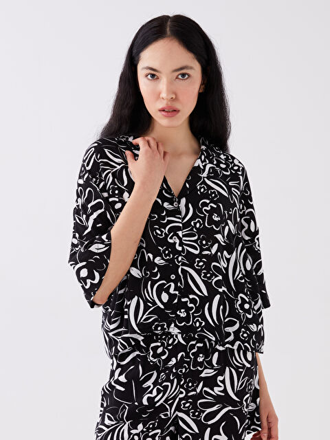 LCW Vision Patterned Short Sleeve Oversize Women's Shirt - S3EU87Z8-LQJ