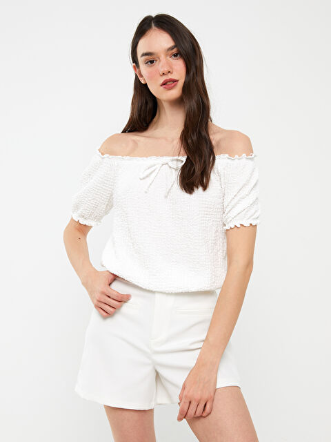 LCW Vision Қиғаш мойын әйелдерге арналған блузка - S3EU95Z8-R9J