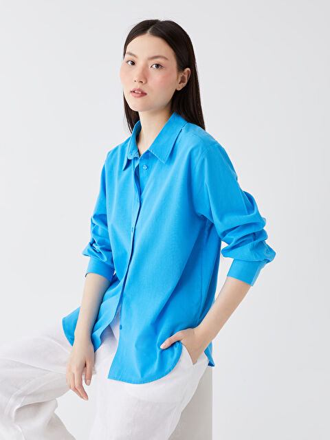 LCW Vision Plain Long Sleeve Oversize Women's Shirt - S3EV20Z8-GWF