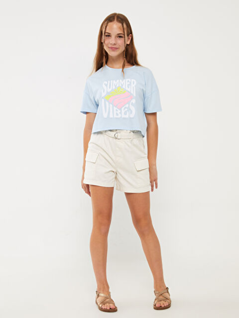 LCW Kids Elasticated Waist Girls' Cargo Shorts - S3EV43Z4-KX0