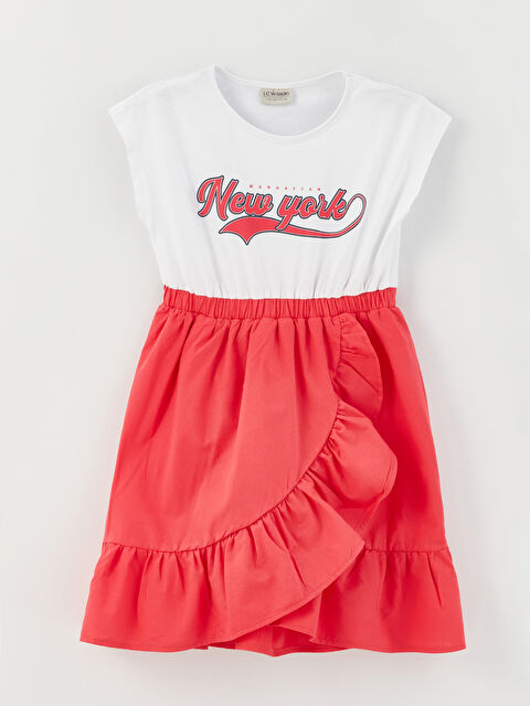 LCW Kids Crew Neck Printed Girls' Dress - S3FB28Z4-R9K