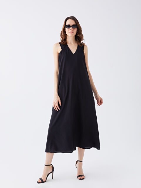 LCWAIKIKI Classic V Neck Plain A Form Women's Dress - S3FC72Z8-CVL