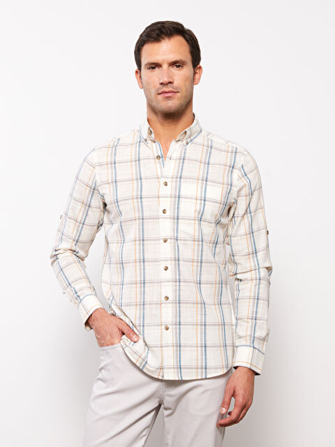 LCWAIKIKI Classic Regular Fit Long Sleeve Plaid Poplin Men's Shirt - S3FD09Z8-LLX