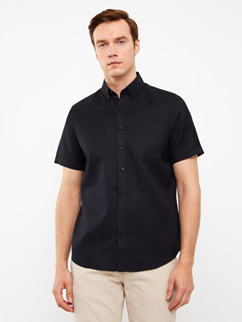 LCWAIKIKI Classic Regular Fit Short Sleeve Dobby Men's Shirt - S3FD16Z8-CVL