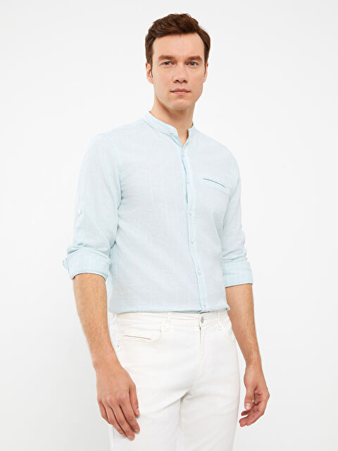 SOUTHBLUE Regular Fit Long Sleeve Linen Blend Men's Shirt - S3FD29Z8-LEN