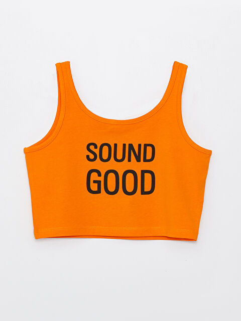 LCW Kids Майка с U-образным вырезом, с принтом, хлопковая, для девочек, укороченная - S3FF50Z4-GFX