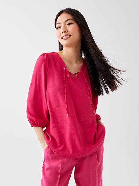 LCWAIKIKI Classic Women's V Neck Plain Blouse - S3FH94Z8-H2G