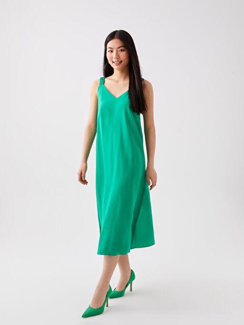 LCWAIKIKI Classic Women's V Neck Plain Strappy A-Line Dress - S3FI42Z8-GQ5