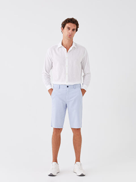 SOUTHBLUE Standard Fit Linen Blend Men's Bermuda Shorts - S3FJ33Z8-EKJ