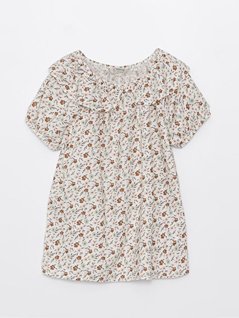 LCW Kids Blouse pour Filles à Col Claudine Imprimé à Manches Courtes - S3FJ64Z4-LRA