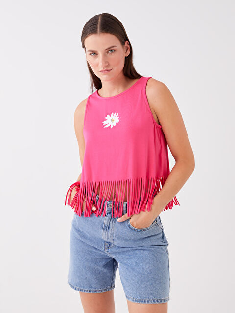 LCW DREAM Bisiklet Yaka Baskılı Kadın Plaj Atleti - S3FK34Z8-PU3