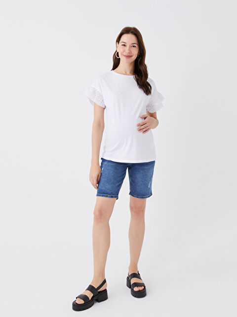 LCWAIKIKI Maternity Karın Panelli Standart Fit Hamile Jean Şort - S3FK68Z8-507