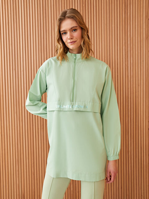 LCW Modest Women's Stand Collar Printed Long Sleeve Tunic - S3FL45Z8-FJX