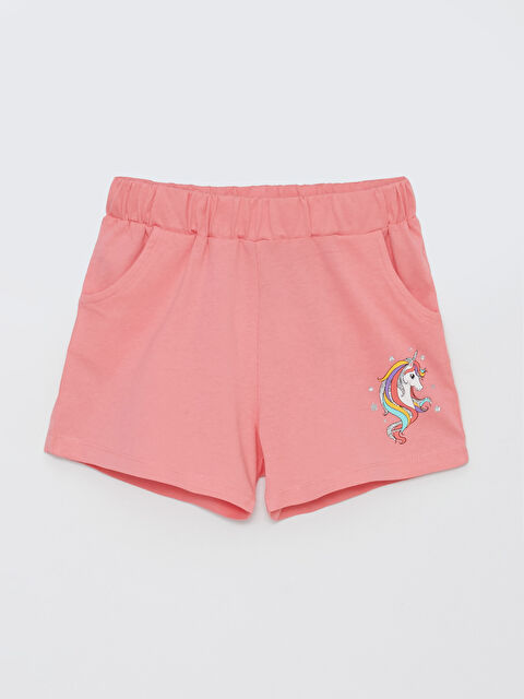 LCW Kids شورت للبنات بطبعة وخصر مطاطي - S3FN42Z4-GBC