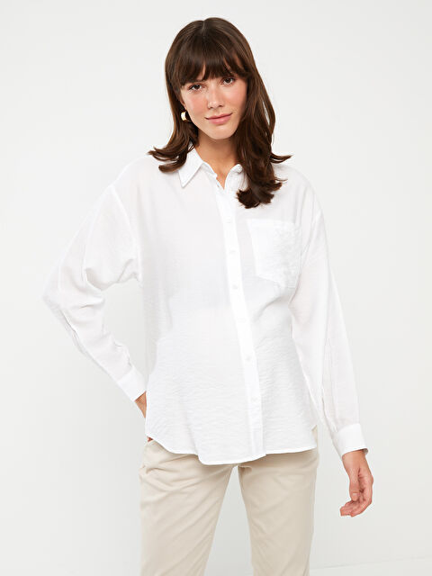 LCWAIKIKI Maternity Düz Uzun Kollu Gabardin Hamile Gömlek - S3FO90Z8-E5X