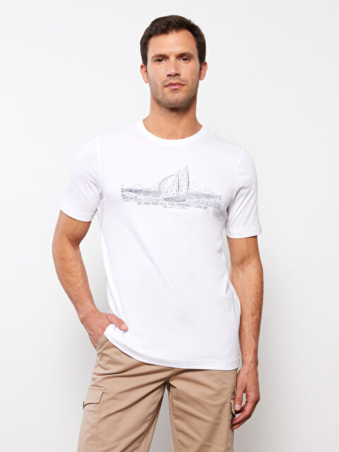 SOUTHBLUE Crew Neck Short Sleeve Printed Combed Cotton Men's T-shirt - S3FU28Z8-Q6K