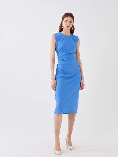 LCW Vision Crew Neck Straight Sleeveless Viscose Women's Evening Dress - S3FV82Z8-JVH
