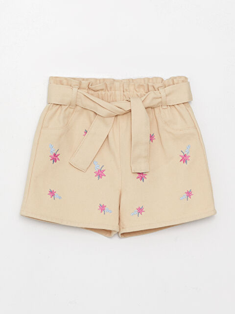LCW baby Beli Lastikli Kız Bebek Şort