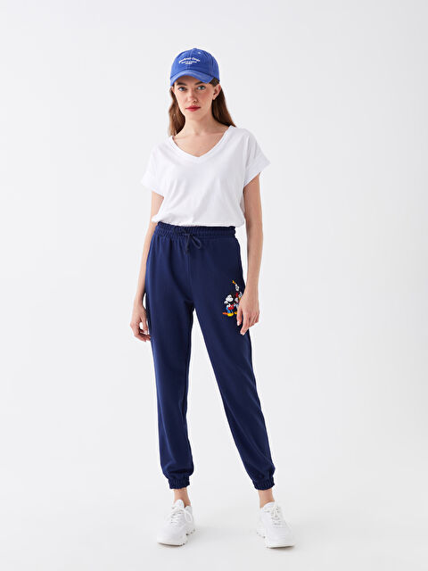 LCW Vision بنطلون رياضي مطبوع ميكي ماوس والأصدقاء بخصر مطاطي للسيدات - S3G013Z8-R40