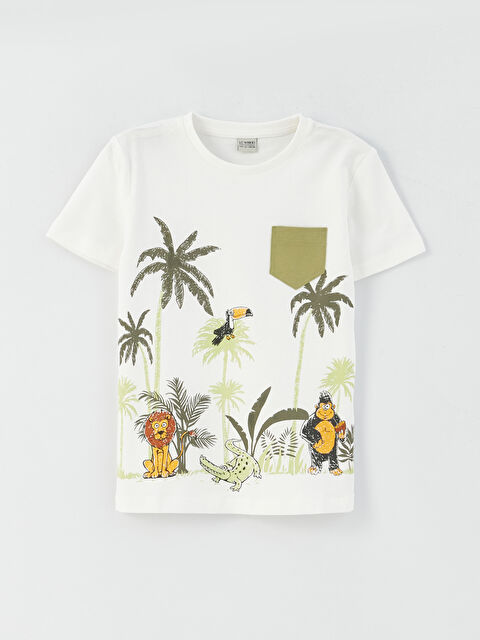 LCW Kids Crew Neck Printed Short Sleeve Boys' T-Shirt - S3G089Z4-R9J