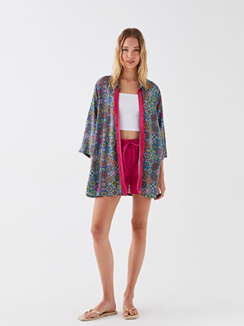 LCW DREAM Кимоно с отложным воротником и принтом для женщин - S3G344Z8-F9C
