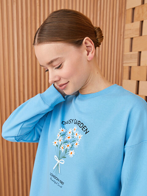 LCW Modest Crew Neck Printed Long Sleeve Oversize Women's Sweatshirt Tunic - S3G347Z8-V67