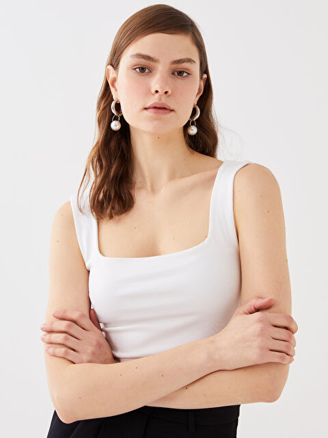 LCW Vision Haut Court Uni à Fines Bretelles pour Femmes à Col Carré - S3G537Z8-R5B