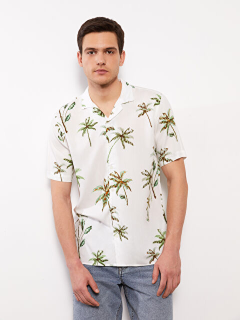 XSIDE Regular Fit Short Sleeve Patterned Viscose Men's Shirt - S3G637Z8-LRA