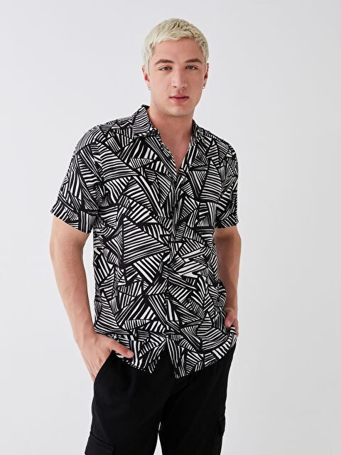 XSIDE Regular Fit Short Sleeve Patterned Men's Shirt - S3G674Z8-LQJ