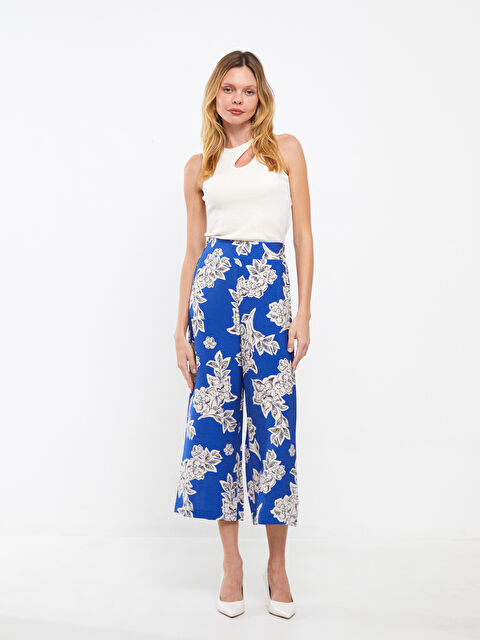 LCW Vision Elastic Waist Comfortable Fit Floral Women's Capri - S3G766Z8-LQQ