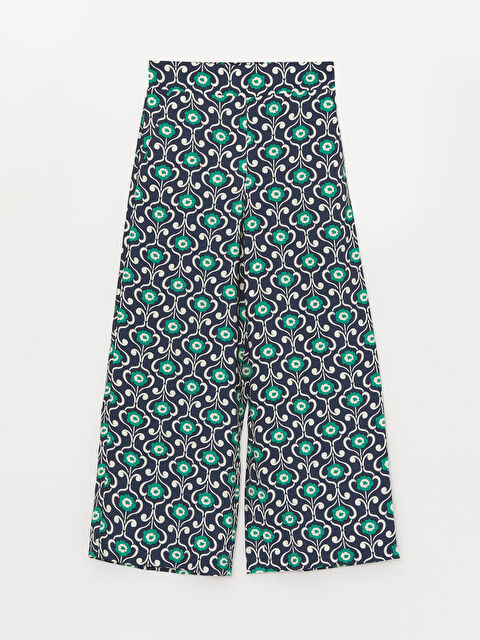 LCW Vision Elastic Waist Comfortable Fit Floral Women's Capri - S3G766Z8-LSJ