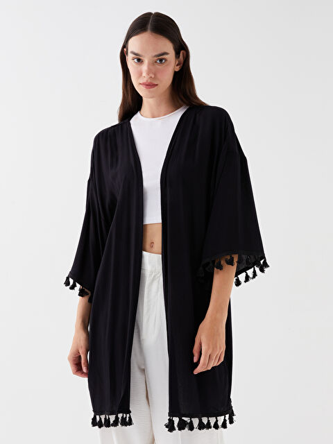 LCW Vision Shawl Collar Plain Oversize Women's Kimono - S3G989Z8-RQL