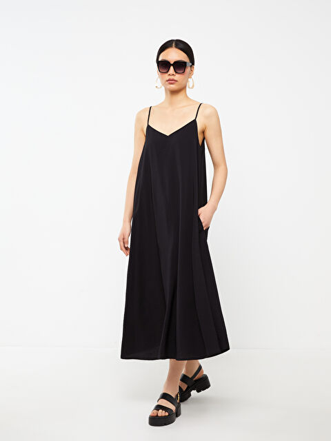 LCWAIKIKI Classic Kalp Yaka Düz Askılı A Kesim Kadın Elbise