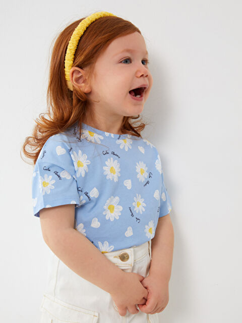 LCW baby Crew Neck Short Sleeve Patterned Baby Girl T-Shirt - S3GA40Z1-LQQ