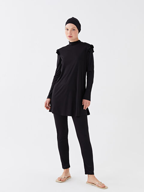 LCW Modest Dik Yaka Düz Uzun Kollu Kadın Tesettür Mayo Takımı