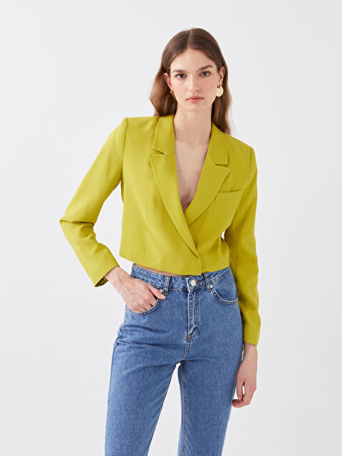 LCW Vision Veste Blazer Crop à Manches Longues Unie pour Femmes - S3GD05Z8-EN6