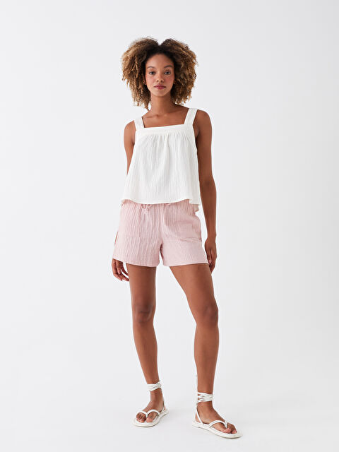 LCW Vision Beli Lastikli Rahat Kalıp Düz Müslin Kadın Şort - S3GD92Z8-FHP