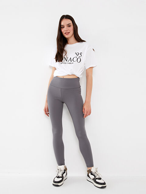 LCW Vision Women's Elasticated Waist Plain Leggings - S3GE08Z8-R2H