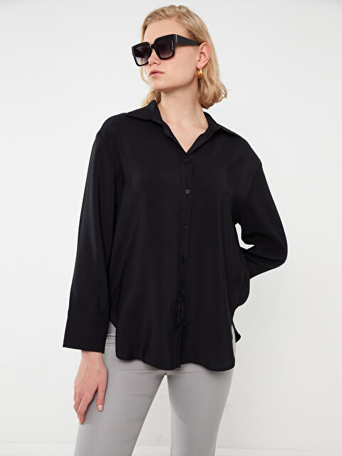 LCW Vision Plain Long Sleeve Oversize Women's Shirt - S3GE51Z8-CVL