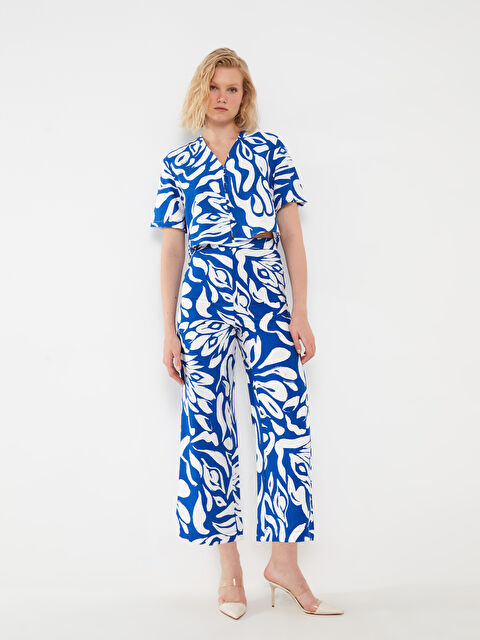 LCW Vision Comfortable Pattern Patterned Wide Leg Women's Trousers - S3GF09Z8-MRN