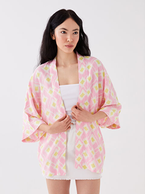 LCW Vision Şal Yaka Desenli Oversize Kadın Kimono - S3GG75Z8-LTH