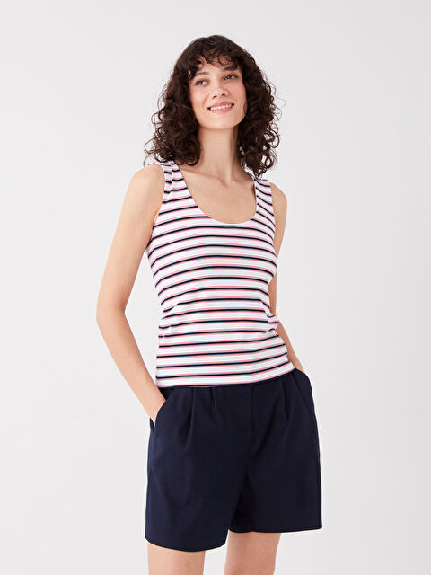 LCWAIKIKI Basic تانك توب مخطط بياقة على شكل حرف U للسيدات - S3GG77Z8-LGS