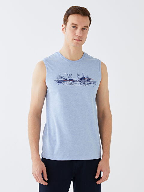 LCWAIKIKI Classic تيشيرت بدون أكمام مطبوع برقبة دائرية جيرسي للرجال - S3GH61Z8-L8Y