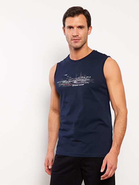 LCWAIKIKI Classic تيشيرت بدون أكمام مطبوع برقبة دائرية جيرسي للرجال - S3GH61Z8-DWP